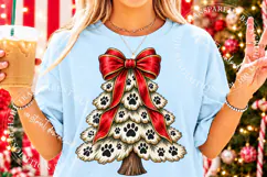 Christmas Paw Print Tree PNG, Dog Lover Sublimation Product Image 2