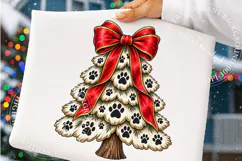 Christmas Paw Print Tree PNG, Dog Lover Sublimation Product Image 4