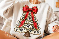 Christmas Paw Print Tree PNG, Dog Lover Sublimation Product Image 5