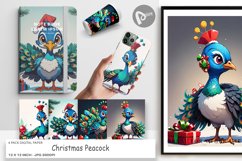 Digital Paper Cartoon Christmas Peacock Product Image 1