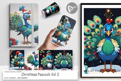 Digital Paper Cartoon Christmas Peacock Product Image 1
