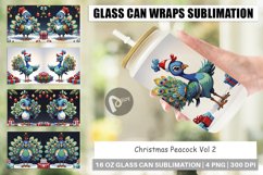 Glass Can Wraps Cartoon Christmas Peacock Product Image 1