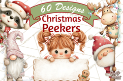 Christmas Peeking Characters Clipart, Cute Holiday PNGs Product Image 1