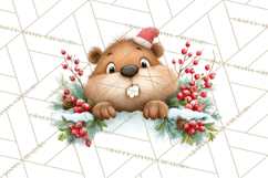 Christmas Peeking Characters Clipart, Cute Holiday PNGs Product Image 3