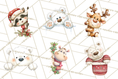 Christmas Peeking Characters Clipart, Cute Holiday PNGs Product Image 2