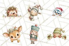 Christmas Peeking Characters Clipart, Cute Holiday PNGs Product Image 3