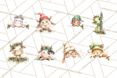 Christmas Peeking Characters Clipart, Cute Holiday PNGs Product Image 8