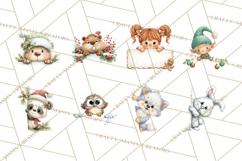Christmas Peeking Characters Clipart, Cute Holiday PNGs Product Image 9