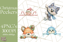 Christmas Peeking Characters Clipart, Cute Holiday PNGs Product Image 1