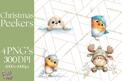 Christmas Peeking Characters Clipart, Cute Holiday PNGs Product Image 1
