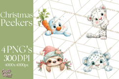 Christmas Peeking Characters Clipart, Cute Holiday PNGs Product Image 1