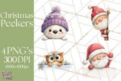 Christmas Peeking Characters Clipart, Cute Holiday PNGs Product Image 1