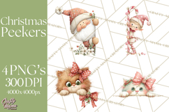 Christmas Peeking Characters Clipart, Cute Holiday PNGs Product Image 1