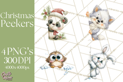 Christmas Peeking Characters Clipart, Cute Holiday PNGs Product Image 1