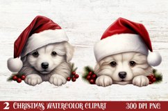 Christmas Peeking Dogs Clipart, Christmas PNG Product Image 1