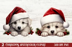 Christmas Peeking Dogs Clipart, Christmas PNG Product Image 1