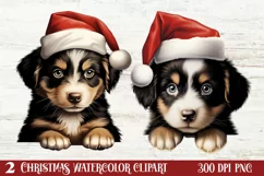 Christmas Peeking Dogs Clipart, Christmas PNG Product Image 1