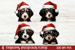 Christmas Peeking Dogs Clipart, Christmas PNG Product Image 1