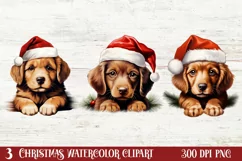 Christmas Peeking Dogs Clipart, Christmas PNG Product Image 1