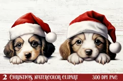 Christmas Peeking Dogs Clipart, Christmas PNG Product Image 1
