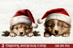 Christmas Peeking Dogs Clipart, Christmas PNG Product Image 1