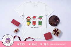 Christmas Pencil Reindeer Santa and cute Elf kawaii clipart Product Image 3