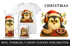Christmas penguin tumbler, mug wrap, clipart sublimation png Product Image 1