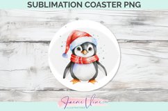 Christmas Penguin Sublimation Round Coaster Product Image 1