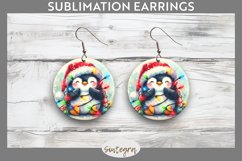 Christmas Penguin v3 Entangled in Lights Round Earrings Subl Product Image 1