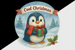 Christmas penguin tumbler, mug wrap, clipart sublimation png Product Image 2