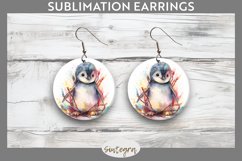 Christmas Penguin Animal entangled in lights Round Earrings Product Image 1