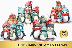 christmas cute penguin clipart, penguin sublimation bundle Product Image 1