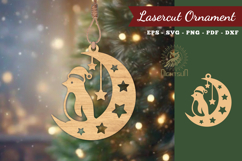 Christmas Penguin In Moon Lasercut Ornament SVG Product Image 1