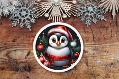 Christmas Penguin Round Sign PNG