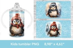 Penguin sippy cup sublimation wrap | Christmas kids tumbler Product Image 1