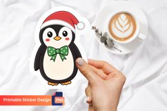 Christmas Penguin Sticker, Penguin Holiday Sticker Product Image 1