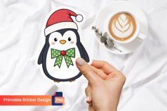 Christmas Penguin Sticker, Penguin Holiday Sticker Product Image 1