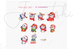 Christmas Penguin Clipart - Cute Watercolor Illustrations Product Image 3