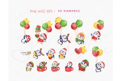 Christmas Penguin Clipart - Cute Watercolor Illustrations Product Image 3