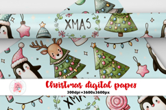 Christmas digital paper bundle png, Christmas Illustrations, Seamless Digital Papers PNG