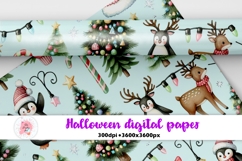 Christmas digital paper bundle png, Christmas Illustrations, Seamless Digital Papers PNG