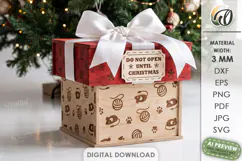 Christmas Pet Treat Box Laser Cut. Christmas Gift Box SVG Product Image 1
