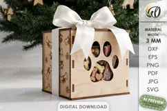 Christmas Dog Treat Box Laser Cut. Christmas Gift Box SVG Product Image 1