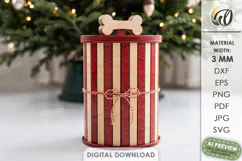 Christmas Dog Treat Box Laser Cut. Christmas Gift Box SVG Product Image 1