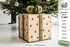 Christmas Pet Treat Box Laser Cut. Christmas Gift Box SVG Product Image 1