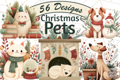 Cottagecore Christmas Pets PNG, Cozy Holiday Clipart Product Image 1