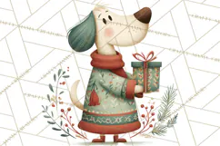 Cottagecore Christmas Pets PNG, Cozy Holiday Clipart Product Image 2