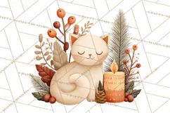 Cottagecore Christmas Pets PNG, Cozy Holiday Clipart Product Image 4