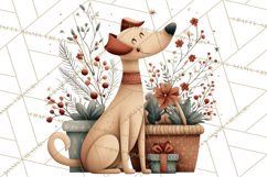 Cottagecore Christmas Pets PNG, Cozy Holiday Clipart Product Image 2