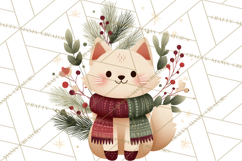Cottagecore Christmas Pets PNG, Cozy Holiday Clipart Product Image 2